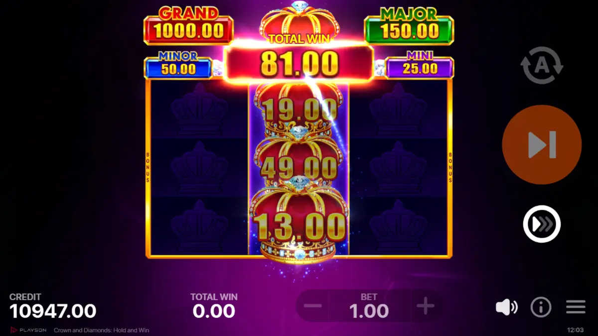 Jackpot symbol landing on the bonus grid and paying its fixed cash value